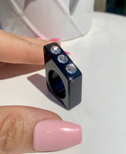 Art Deco Black Acrylic Ring