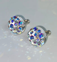Clear Acrylic Stud Earrings With Aurora Borealis Crystal Rhinestones