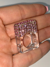 Rectangular Cube Ring In Pink