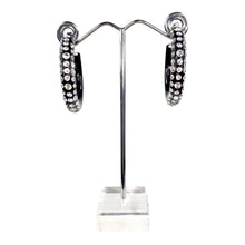 Black Acrylic Hoop Earrings With Crystal Rhinestones