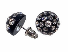 Black Acrylic Stud Earrings With Crystal Rhinestones