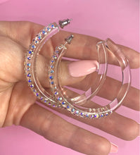 Red Carpet Acrylic Crystal Hoop Earrings In Aurora Borealis