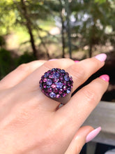 Purple Mixed Crystal Crystal Acrylic Ring In Black