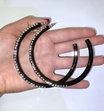 Oversized Black Acrylic Crystal Hoop Earrings