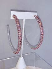 Oversized Acrylic Hoop Earrings With Pink Crystals
