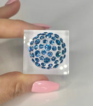 Blue Crystal Lucite Ring In Clear