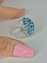 Blue Crystal Lucite Ring In Clear