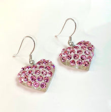 Heart Shaped Lucite Earrings With Pink Crystals