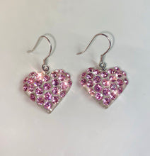 Heart Shaped Lucite Earrings With Pink Crystals
