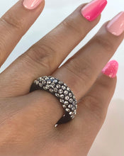 Black Acrylic Ring With Crystals