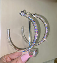 Oversized Acrylic Hoop Earrings With Aurora borealis Crystals