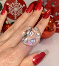 Large Jewel Acrylic Crystal Ring In Clear