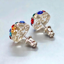 Lucite Studs Multicolored Crystals