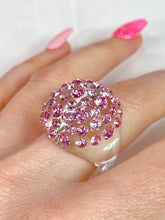 Clear Acrylic Dome Ring With Pink Crystal Rhinestones
