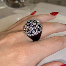 Black Acrylic Ring With Crystal Rhinestones