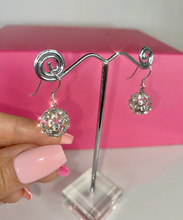 Clear Acrylic Ball Dangle Earrings With Crystal Rhinestones
