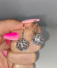 Clear Acrylic Ball Dangle Earrings With Crystal Rhinestones