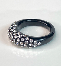 Black Acrylic Ring With Crystals