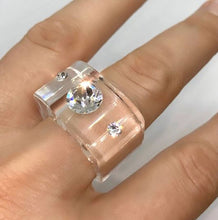 Transparent Crystal Lucite Cube Ring