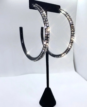 Oversized Black Acrylic Crystal Hoop Earrings