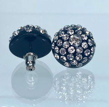 Large Black Acrylic Stud Earrings With Crystal Rhinestones