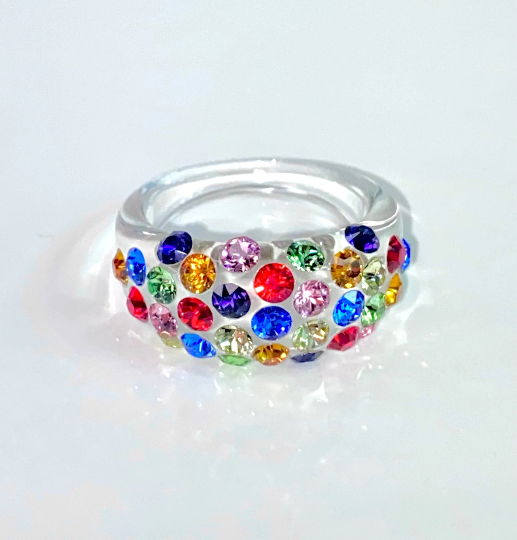 Vogue Crystal Acrylic Ring Multicolored