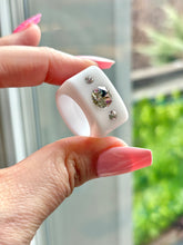 White Acrylic Crystal Cube Ring