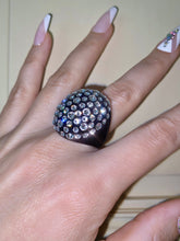 Oval Acrylic Crystal Ring In Black