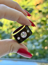 Black Acrylic Crystal Cube Ring