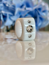 White Acrylic Crystal Cube Ring