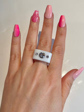 White Acrylic Crystal Cube Ring