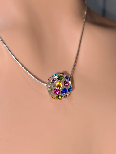 Lovely Lucite Necklace Multicoloured Crystals