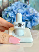 White Acrylic Crystal Cube Ring