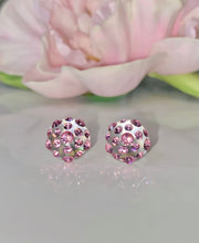 Clear Acrylic Stud Earrings With Pink Crystal Rhinestones
