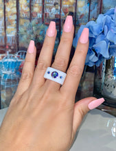 White Acrylic Cube Ring With Aurora Borealis Crystals