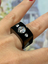 Black Acrylic Crystal Cube Ring