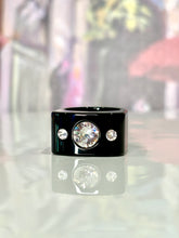 Black Acrylic Crystal Cube Ring