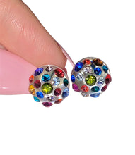 Lucite Studs Multicolored Crystals