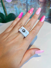 White Acrylic Crystal Cube Ring