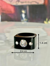 Black Acrylic Crystal Cube Ring