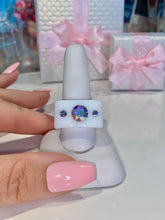White Acrylic Cube Ring With Aurora Borealis Crystals