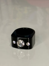 Black Acrylic Crystal Cube Ring