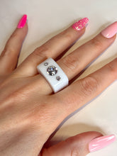 White Acrylic Crystal Cube Ring