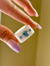 White Acrylic Blue Crystal Cube Ring