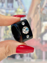 Black Acrylic Crystal Cube Ring