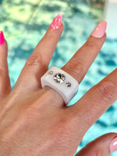 White Acrylic Crystal Cube Ring