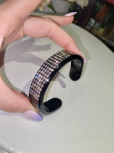 Black Acrylic Cuff Bracelet With Crystal Rhinestones