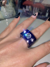 Black Acrylic Crystal Cube Ring