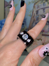 Black Acrylic Crystal Cube Ring