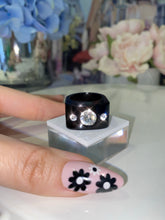 Black Acrylic Crystal Cube Ring